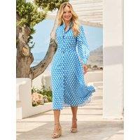 SOSANDAR Geometric Jacquard Midi Shirt Dress Blue Mix
