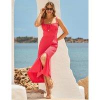 SOSANDAR Textured Square Neck Waisted Dress Orange
