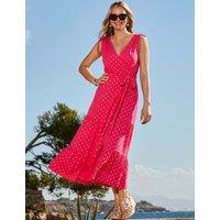 SOSANDAR Metallic Spot Print V-Neck Midaxi Wrap Dress Orange Mix