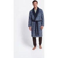 Lyle & Scott Checked Bathrobe Blue Mix