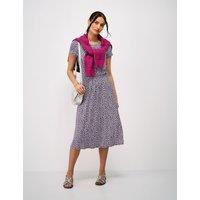 Crew Clothing Jersey Floral Ruched Midi Skater Dress Navy