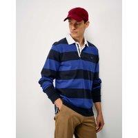 Crew Clothing Pure Cotton Heritage Stripe Rugby Shirt Navy