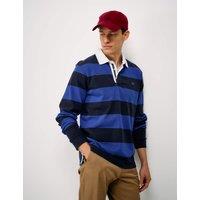Crew Clothing Pure Cotton Heritage Stripe Rugby Shirt Navy