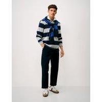Crew Clothing Pure Cotton Heritage Stripe Rugby Shirt Charcoal