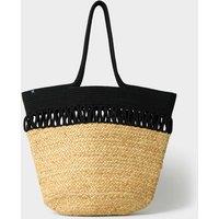 Crew Clothing Jute Woven Contrast Trim Shoulder Tote Bag Natural Mix