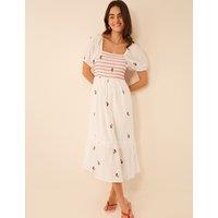 ACCESSORIZE Pure Cotton Embroidered Midaxi Beach Dress White Mix