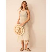 ACCESSORIZE Pure Cotton Knitted Midaxi Beach Dress Ivory