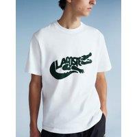 Lacoste Regular Fit Pure Cotton Printed T-Shirt White Mix