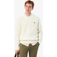 Lacoste Pure Wool Ribbed Crew Neck Jumper White