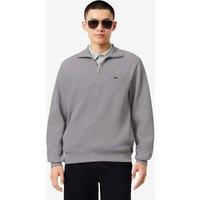 Lacoste Pure Cotton Half Zip Funnel Neck Sweatshirt Grey