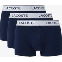 Lacoste 3 Pack Cotton Stretch Jersey Logo Trunks Navy