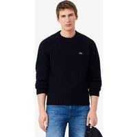 Lacoste Pure Wool Ribbed Crew Neck Jumper Navy
