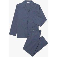 Lacoste Pure Cotton Poplin Mini Check Pyjama Set Navy