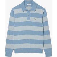 Lacoste Pure Cotton Striped Knitted Polo Shirt Blue Mix