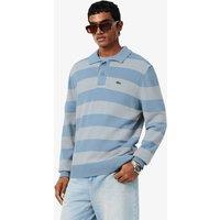 Lacoste Pure Cotton Striped Knitted Polo Shirt Blue Mix