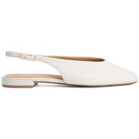 Dune London Leather Flat Slingback Ballet Shoes Ecru