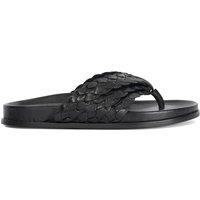 Dune London Leather Woven Falt Sandals Black