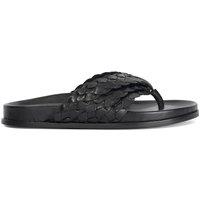 Dune London Leather Woven Falt Sandals Black