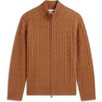 Tommy Hilfiger Pure Lambswool Cable Zip Up Cardigan Grey