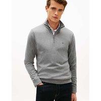 Tommy Hilfiger Pure Cotton Half Zip Jumper Grey