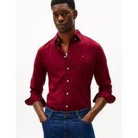 Tommy Hilfiger Regular Fit Cotton Rich Flannel Shirt Burgundy