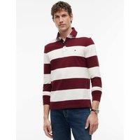Tommy Hilfiger Cotton Rich Striped Polo Shirt Burgundy Mix