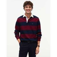 Tommy Hilfiger Pure Cotton Striped Rugby Shirt Burgundy Mix