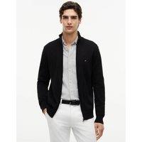Tommy Hilfiger Pure Cotton Zip Up Funnel Neck Cardigan Black