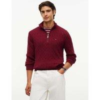 Tommy Hilfiger Classic Pure Cotton Half Zip Jumper Burgundy