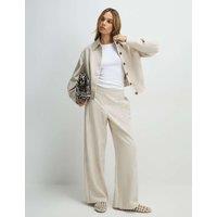 River Island Pure Cotton Wide Leg Trousers Stone