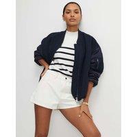 River Island Denim High Waisted Shorts Ecru