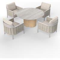 Royalcraft Olma Round Table and 4 Armchairs Dining Set Grey