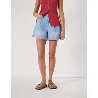 HUSH Denim Pleat Front Shorts Light Blue