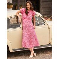 RO&ZO Ditsy Floral Puff Sleeve Midi Tea Dress Pink Mix
