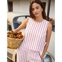 RO&ZO Cotton Blend Striped Tie Detail Shell Top Light Pink Mix