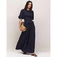 RO&ZO Textured Shirred Maxi Tiered Skirt Navy