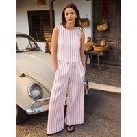 RO&ZO Cotton Blend Striped Wide Leg Trousers Light Pink Mix