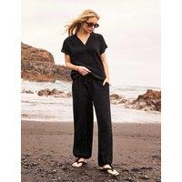 RO&ZO Pure Cotton Textured Relaxed Cuffed Trousers Black