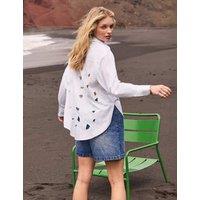 RO&ZO Pure Cotton Embroidered Relaxed Shirt White