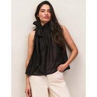 RO&ZO Tie Neck Blouse Black