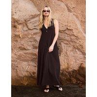 RO&ZO Pure Cotton Jersey V-Neck Midi Column Dress Brown