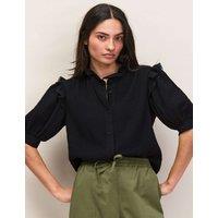 RO&ZO Pure Cotton Cheesecloth Short Sleeve Shirt Black