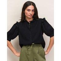 RO&ZO Pure Cotton Cheesecloth Short Sleeve Shirt Black