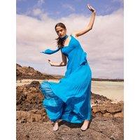RO&ZO V-Neck Pleated Dropped Waist Maxi Dress Teal