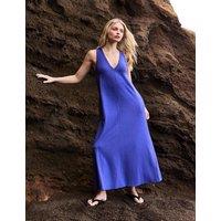 RO&ZO Pure Cotton Jersey V-Neck Midi Column Dress Blue