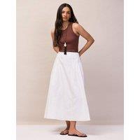 RO&ZO Pure Cotton Midi A-Line Skirt White