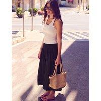 RO&ZO Pure Cotton Midi A-Line Skirt Black