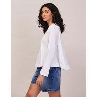 RO&ZO Pure Cotton Draped Relaxed Top White