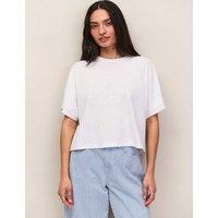 RO&ZO Pure Cotton Jersey Relaxed Cropped T-Shirt White