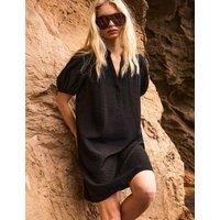 RO&ZO V-Neck Puff Sleeve Mini Relaxed Shift Dress Black